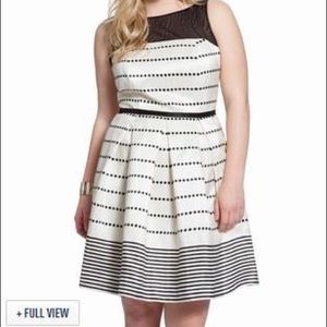 Eloquii Off White and Black Stripe Dress